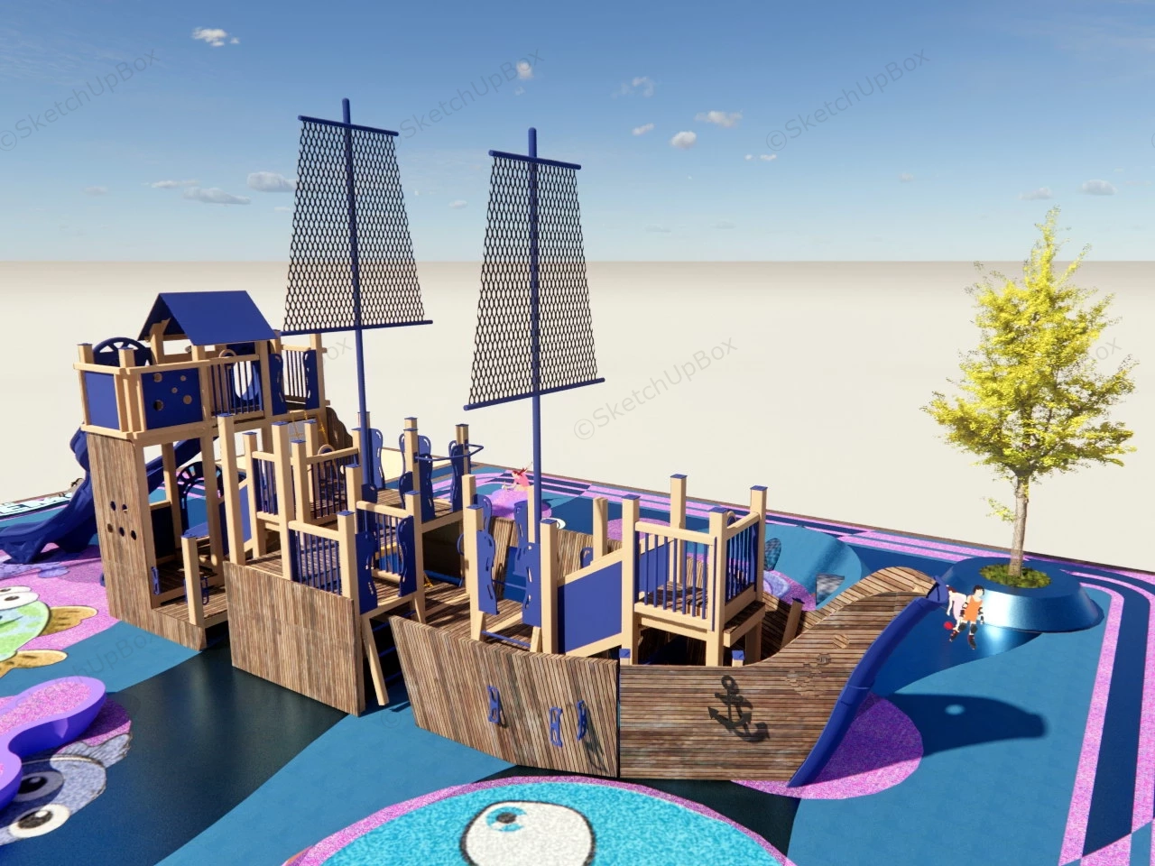 Pirate Ship Playground sketchup model preview - SketchupBox