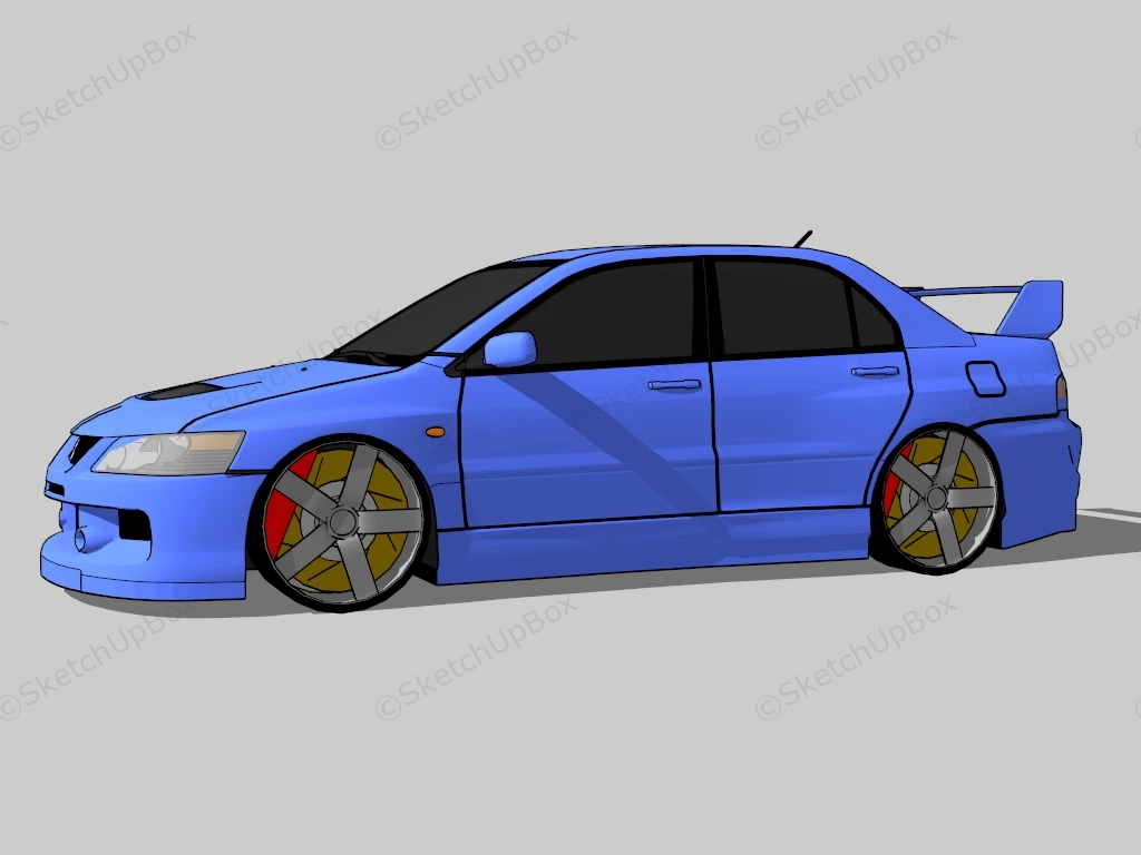 Tuned Mitsubishi Evo sketchup model preview - SketchupBox