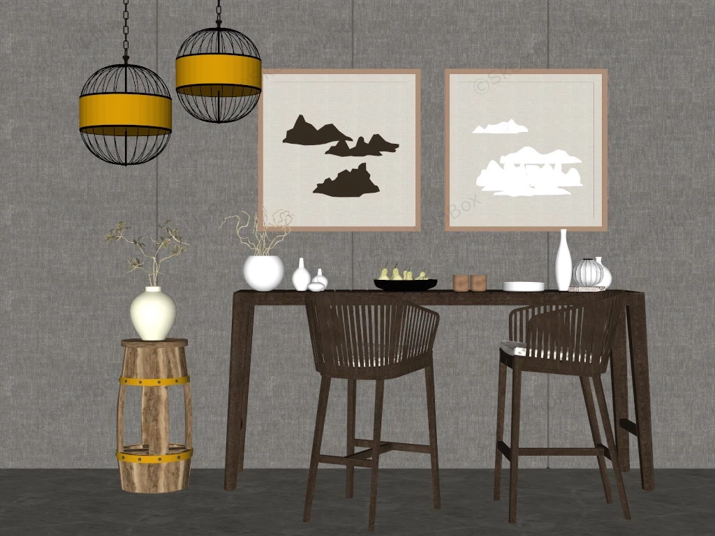 Asian Home Bar Design sketchup model preview - SketchupBox