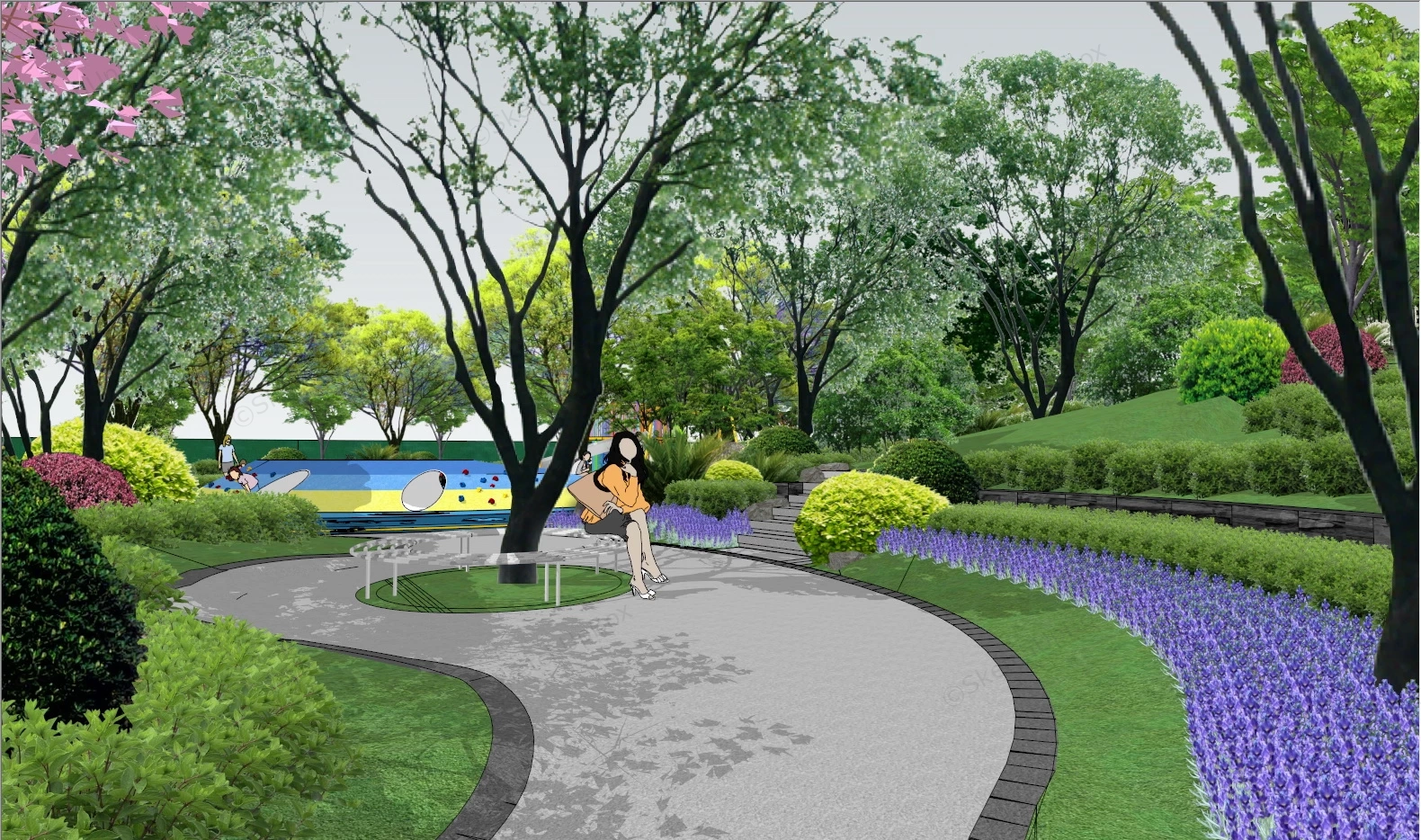 Community Park Playground Design sketchup model preview - SketchupBox