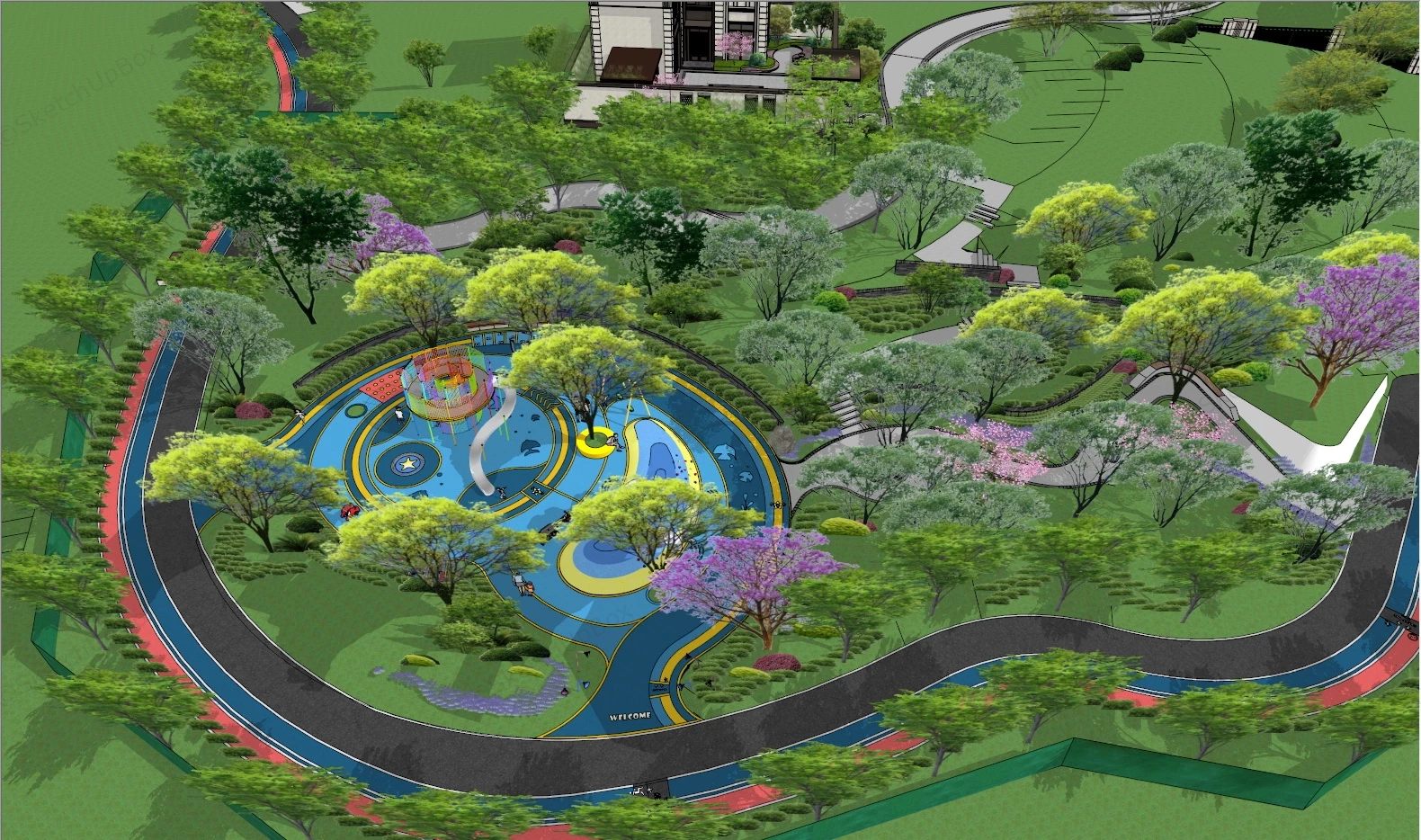 Community Park Playground Design sketchup model preview - SketchupBox