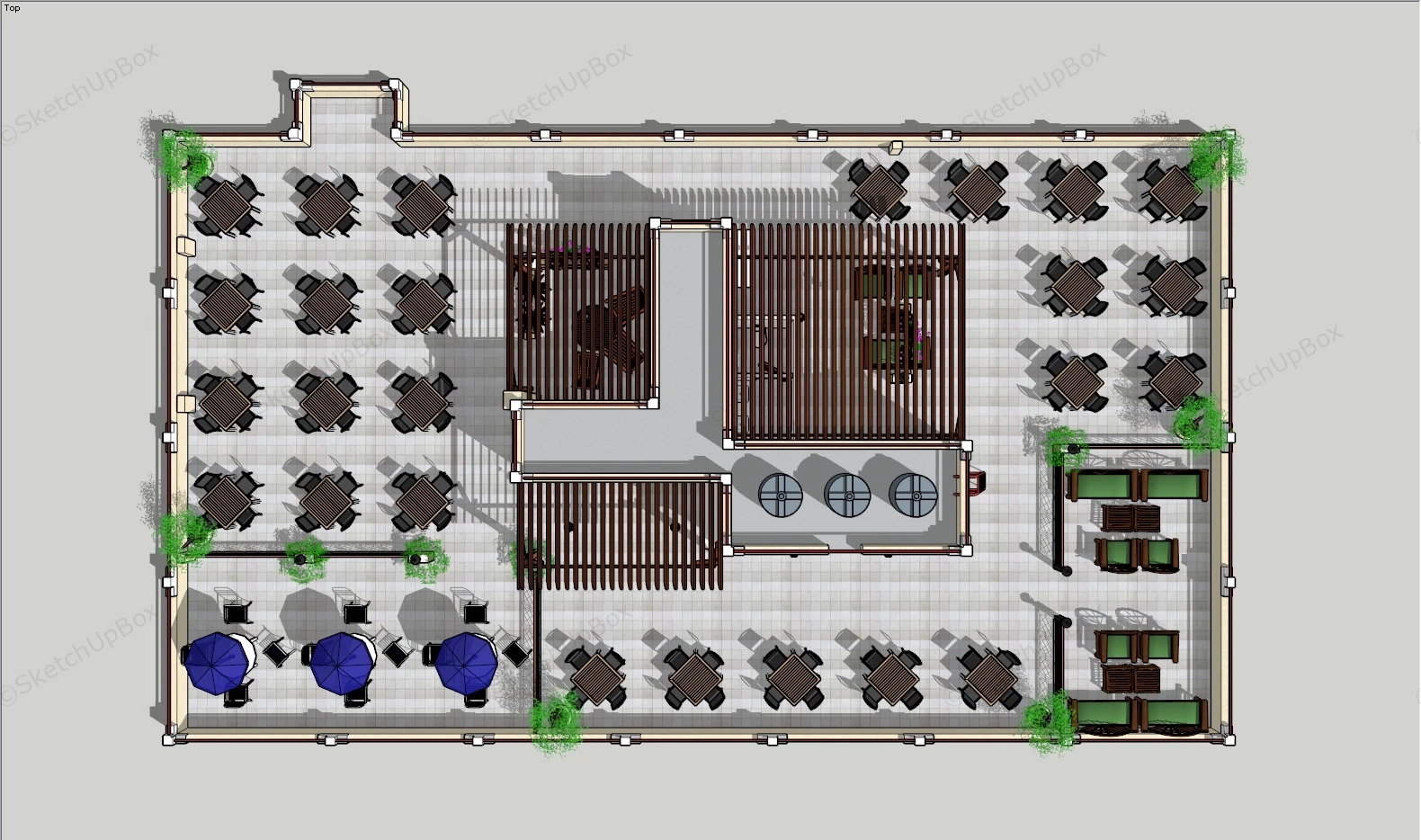 Restaurant Layout Design sketchup model preview - SketchupBox