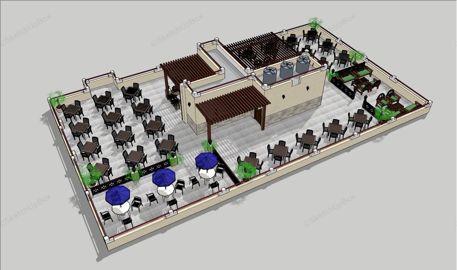 Restaurant Layout Design sketchup model preview - SketchupBox