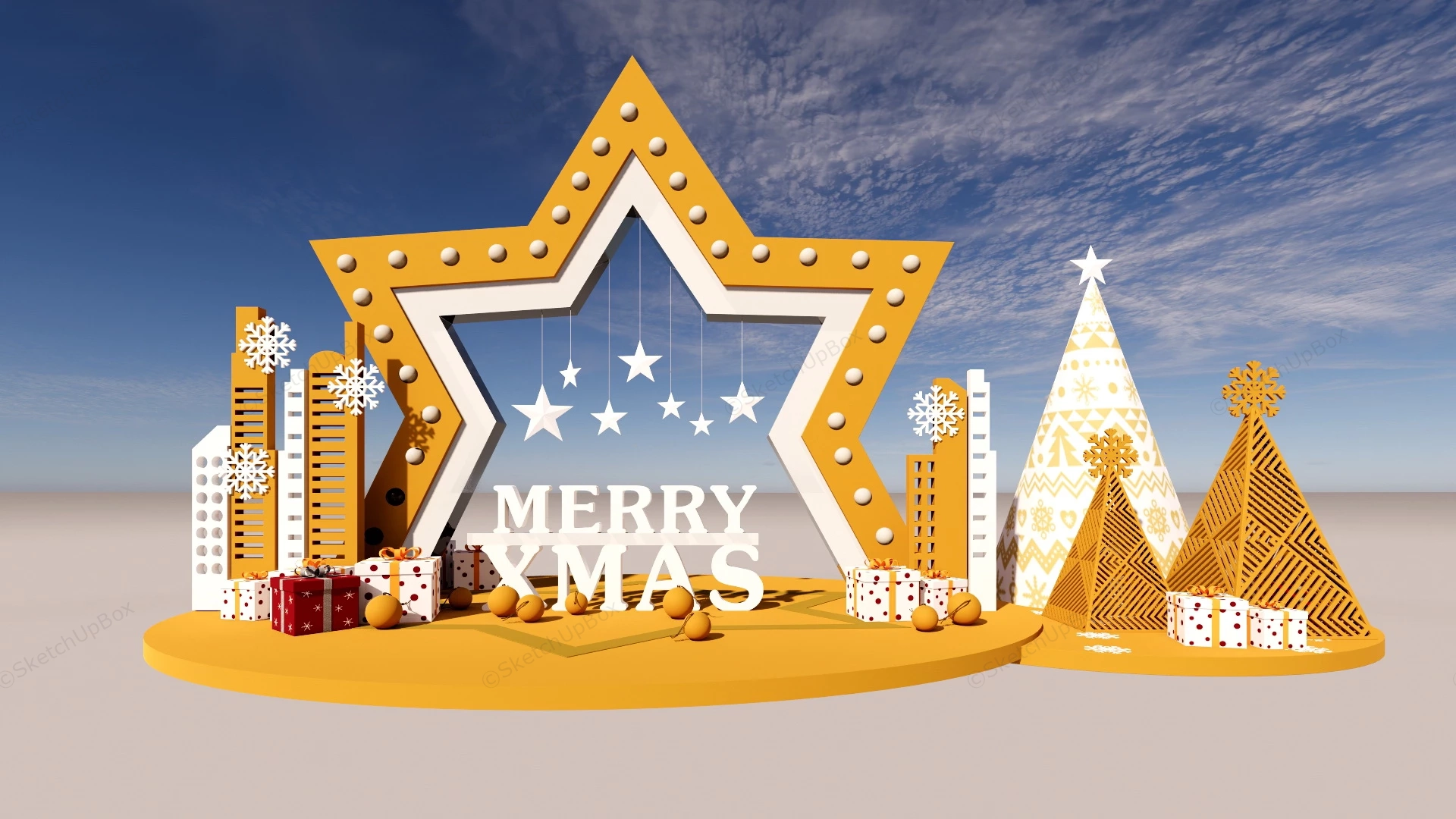 Shopping Mall Christmas Decorations sketchup model preview - SketchupBox