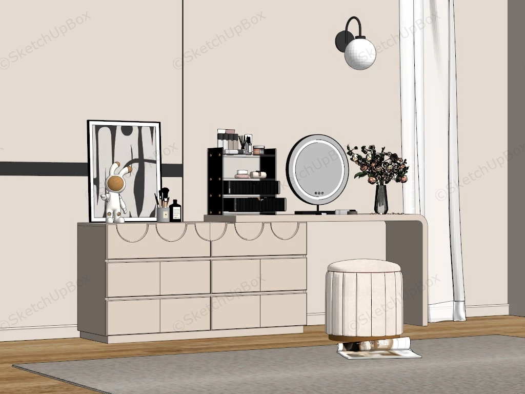 Dresser And Makeup Vanity Combo sketchup model preview - SketchupBox