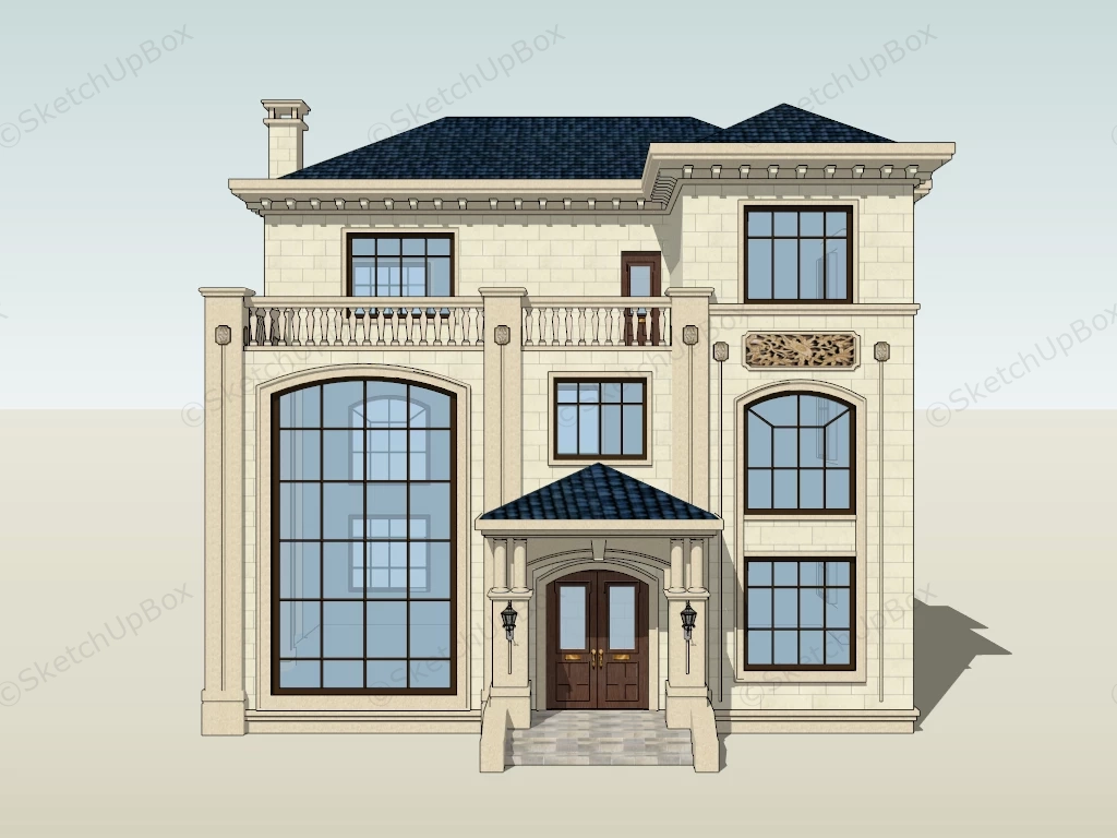 3 Story House Exterior sketchup model preview - SketchupBox