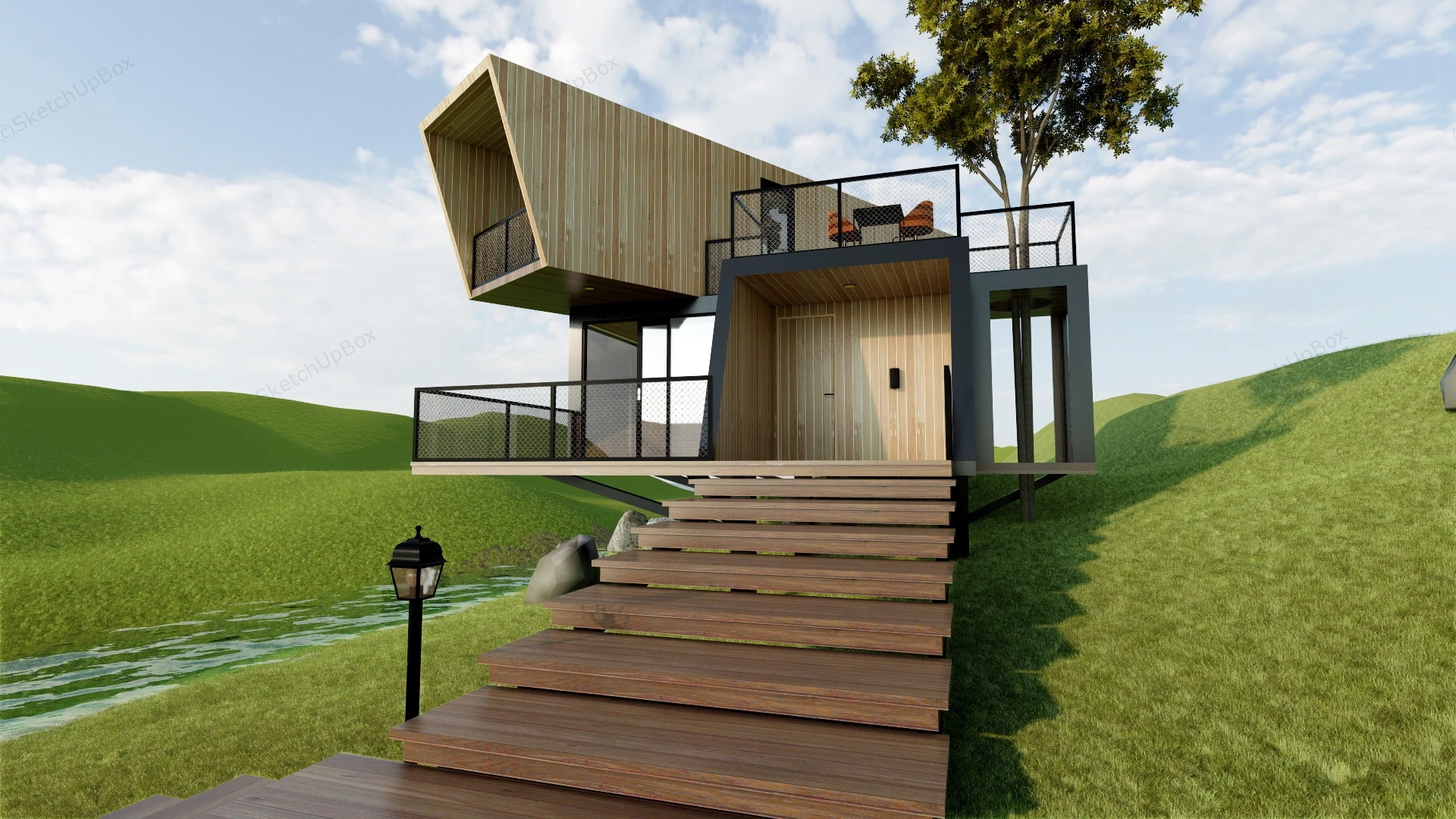 Modern Holiday Home sketchup model preview - SketchupBox