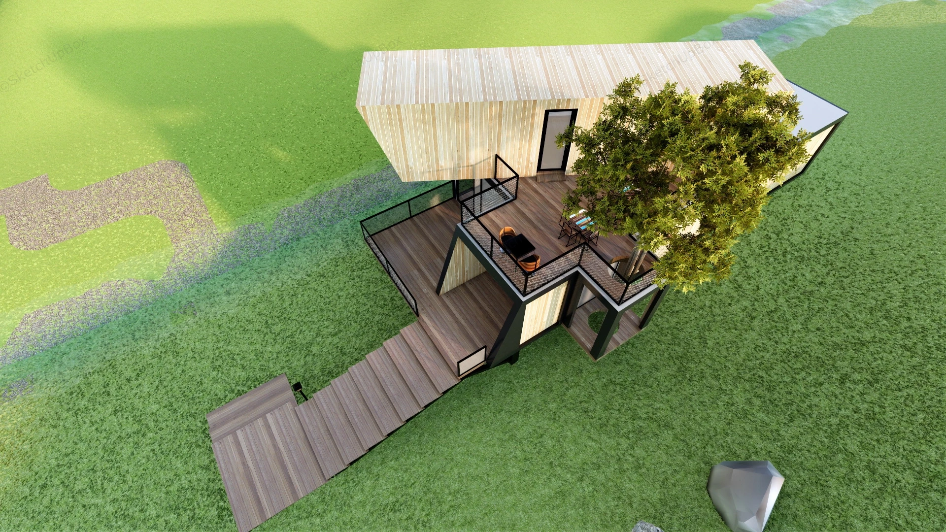 Modern Holiday Home sketchup model preview - SketchupBox
