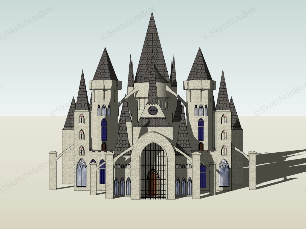 Gothic Style Castle sketchup model preview - SketchupBox