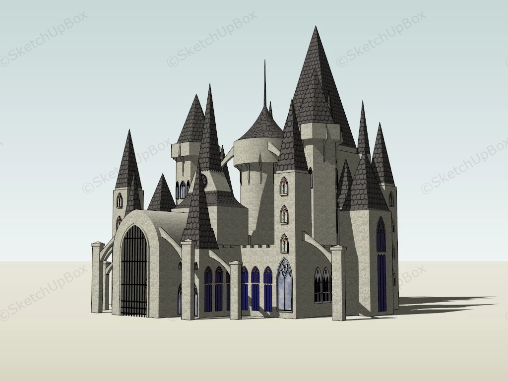 Gothic Style Castle sketchup model preview - SketchupBox