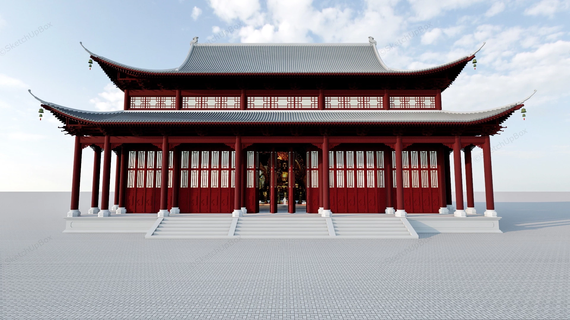Great Buddha Hall sketchup model preview - SketchupBox
