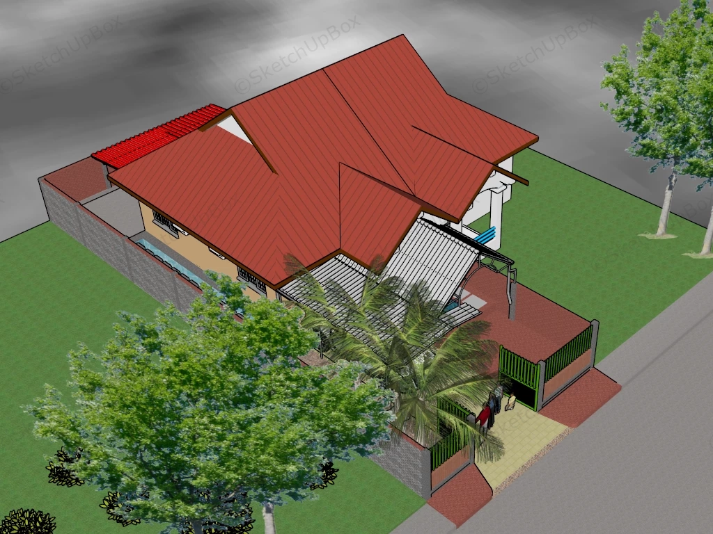 Modern Coastal House sketchup model preview - SketchupBox