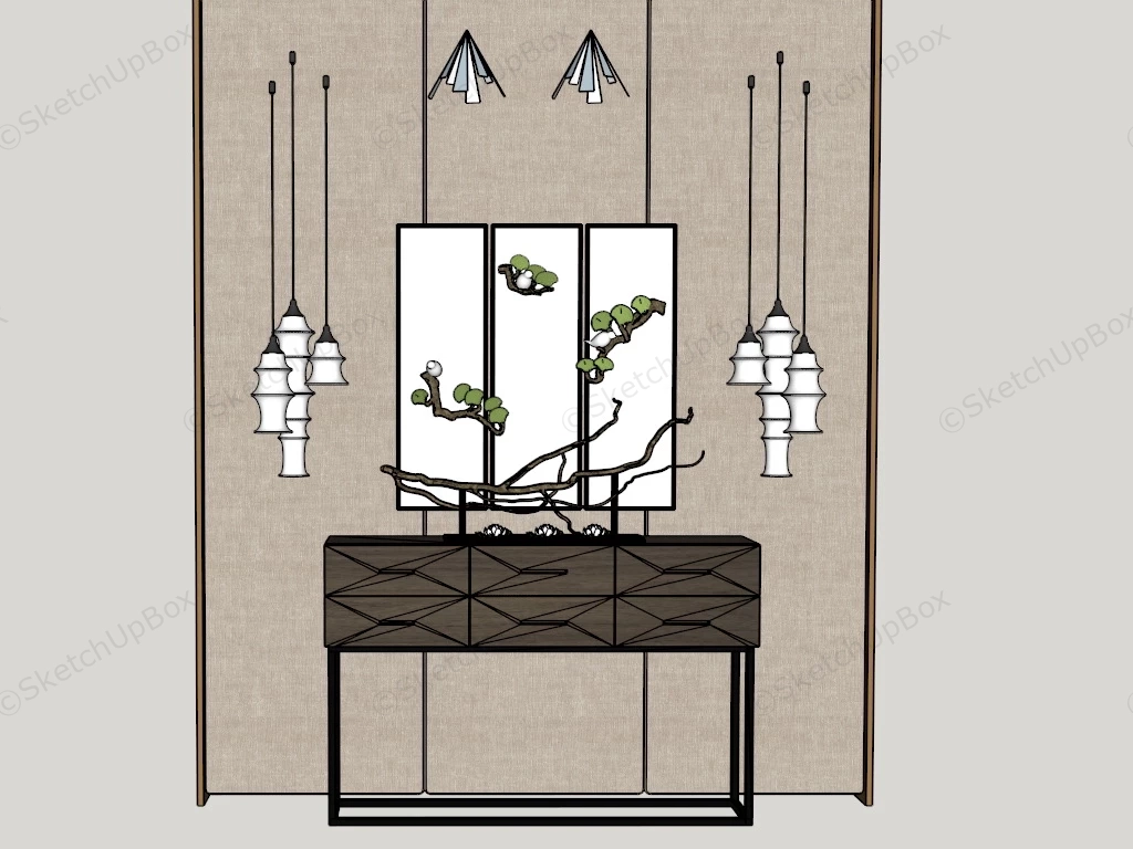 Accent Wall With Art And Console Table sketchup model preview - SketchupBox