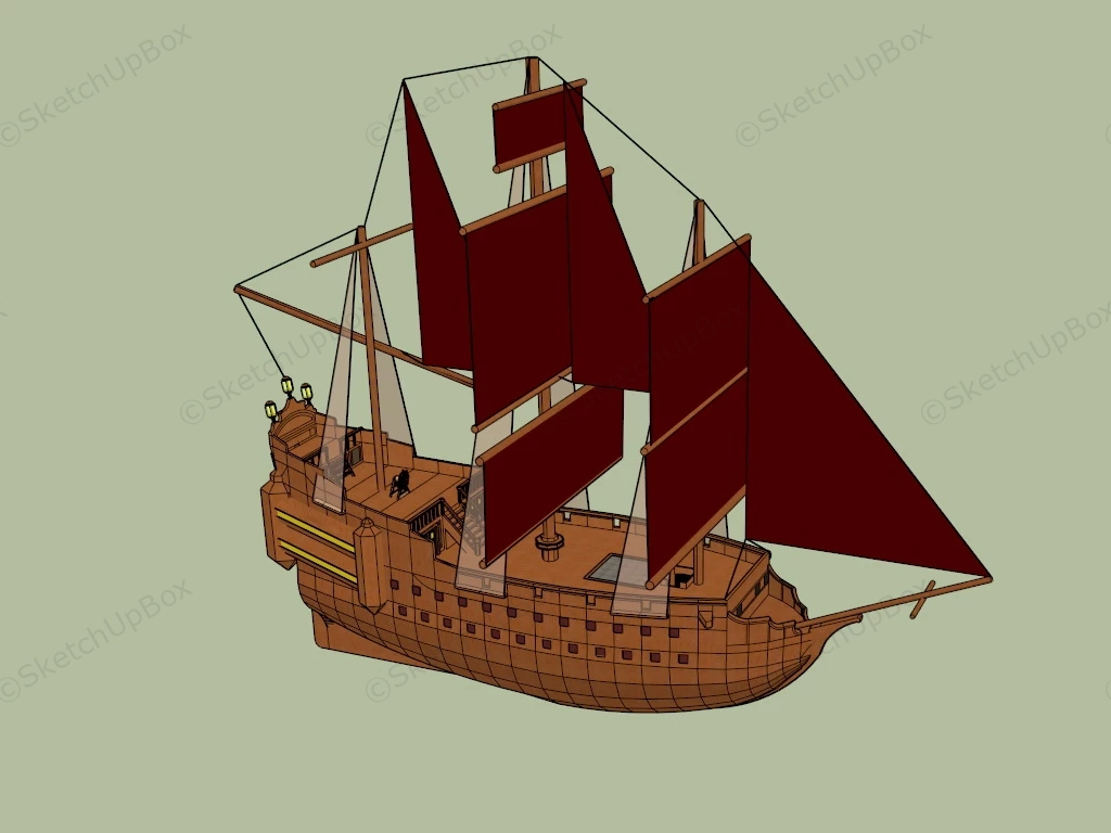 Sailing Warship sketchup model preview - SketchupBox