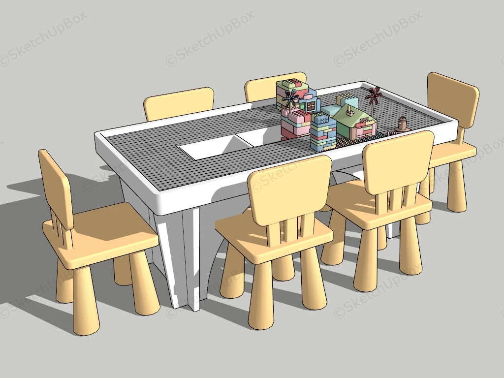 Lego Table And Chairs sketchup model preview - SketchupBox
