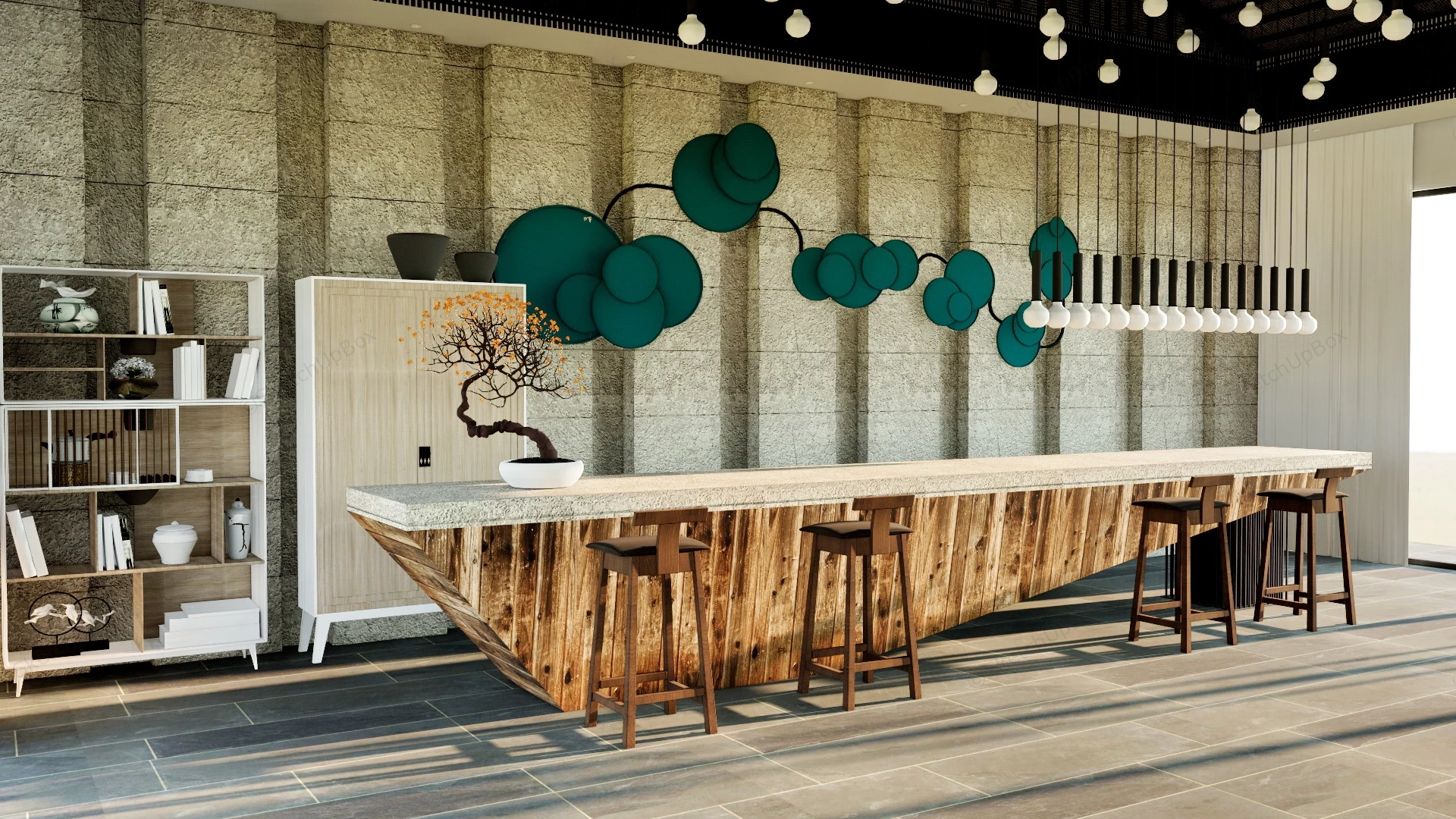 Rustic Hotel Reception Counter sketchup model preview - SketchupBox
