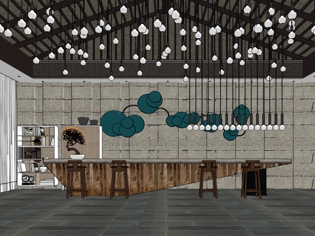 Rustic Hotel Reception Counter sketchup model preview - SketchupBox