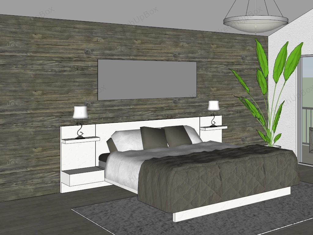 Simple Bedroom Interior Design sketchup model preview - SketchupBox