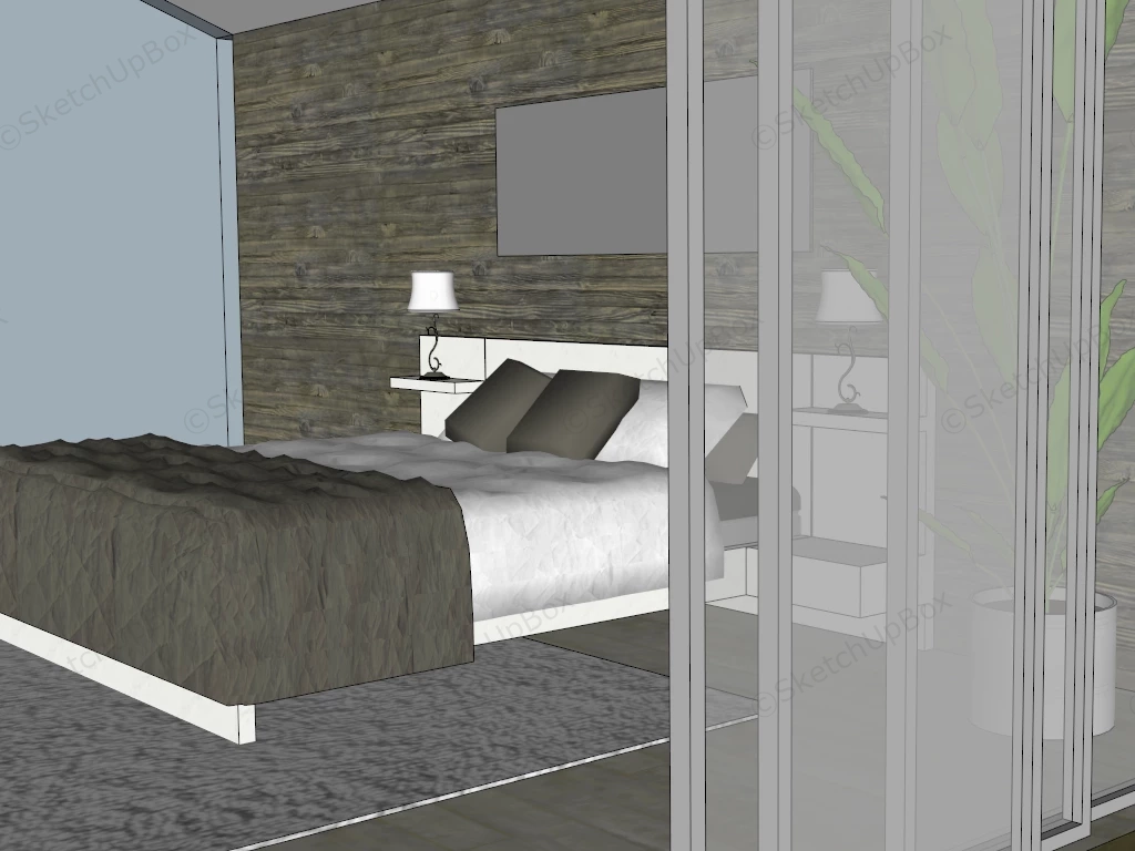 Simple Bedroom Interior Design sketchup model preview - SketchupBox