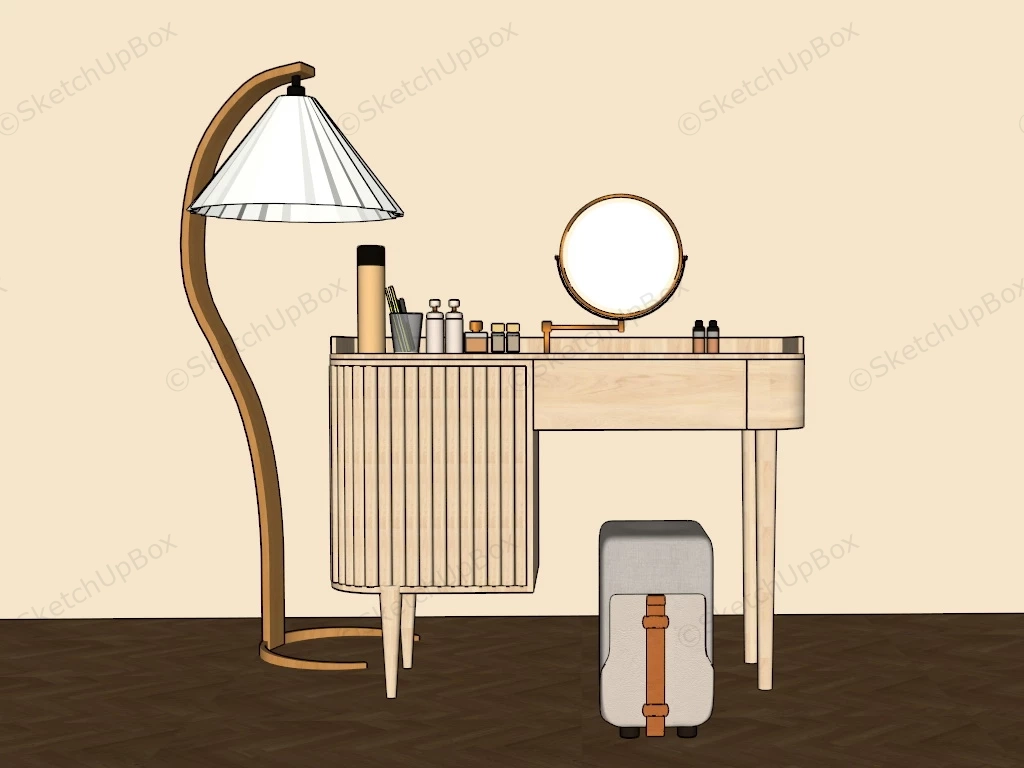 Natural Wood Dressing Table sketchup model preview - SketchupBox