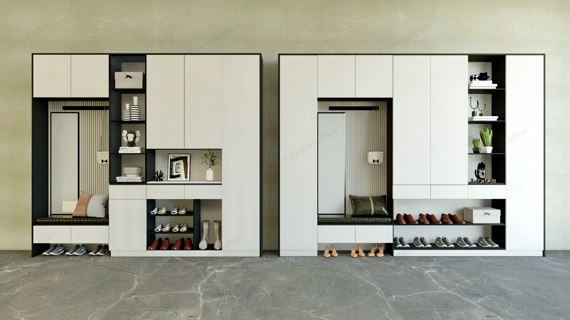 Mudroom Storage Ideas sketchup model preview - SketchupBox