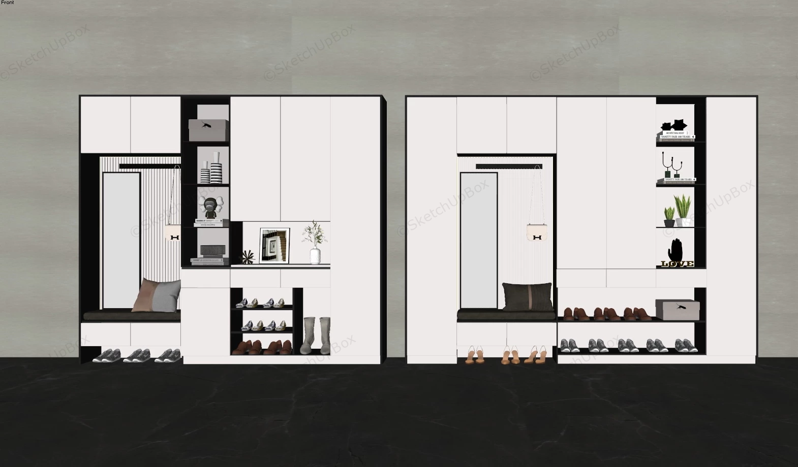 Mudroom Storage Ideas sketchup model preview - SketchupBox