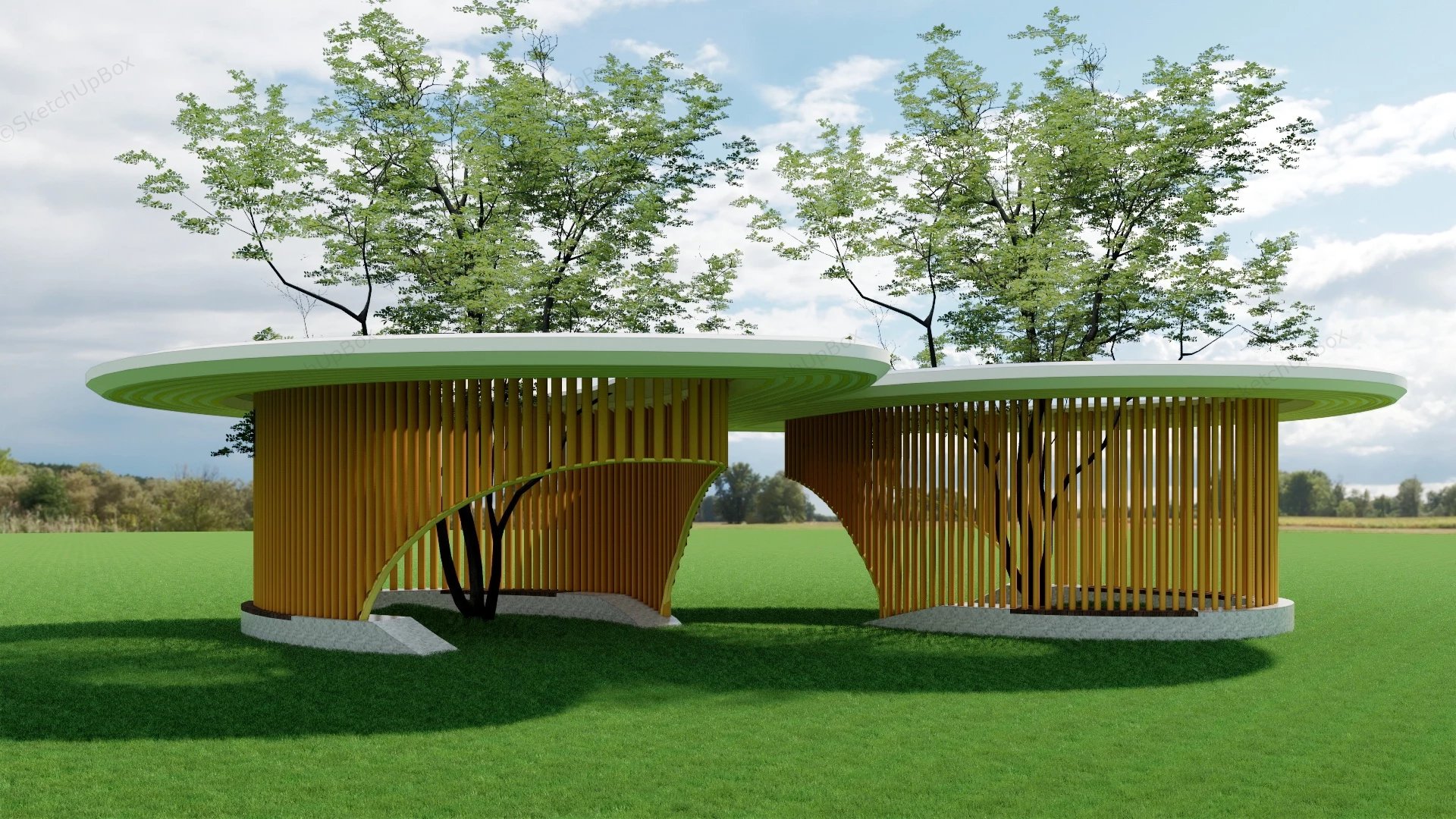 Pergola Design In Park sketchup model preview - SketchupBox
