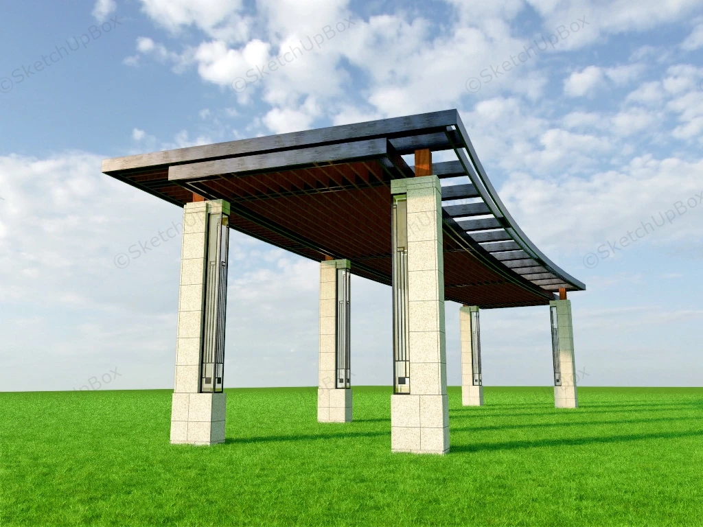 Pergola With Stone Columns sketchup model preview - SketchupBox