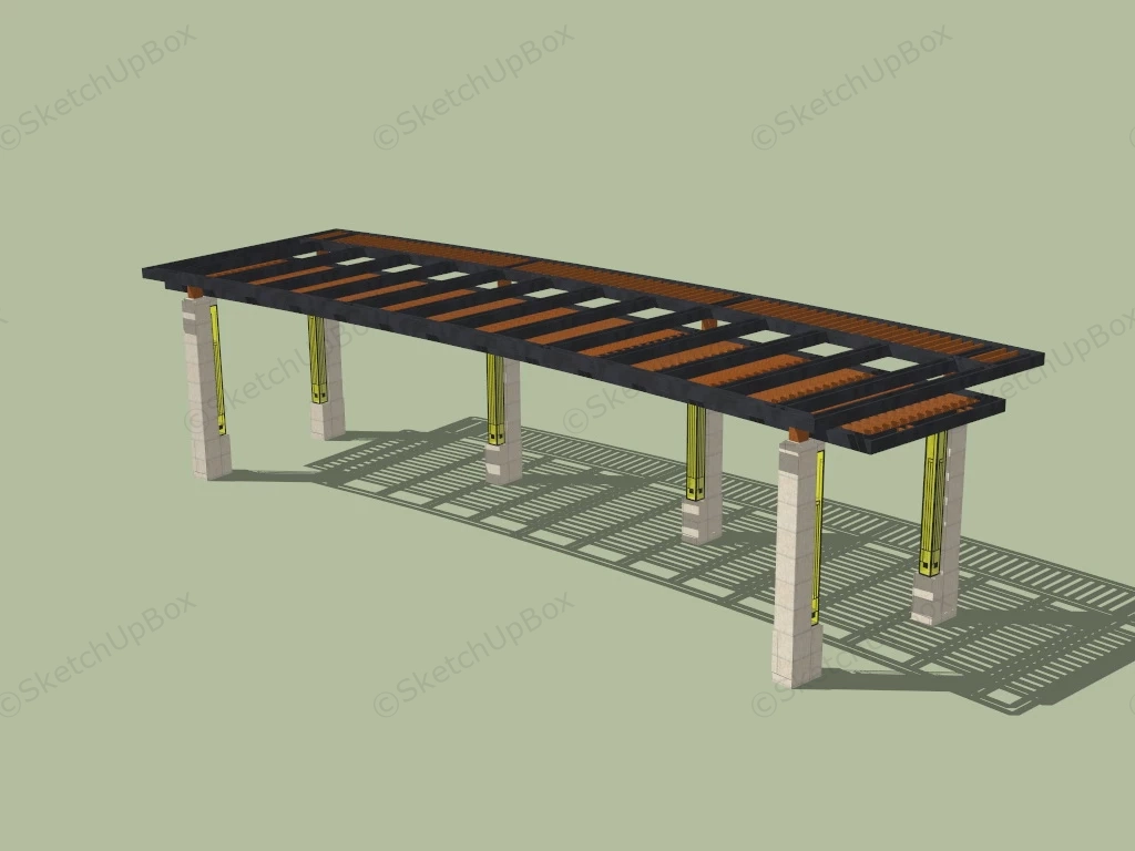 Pergola With Stone Columns sketchup model preview - SketchupBox