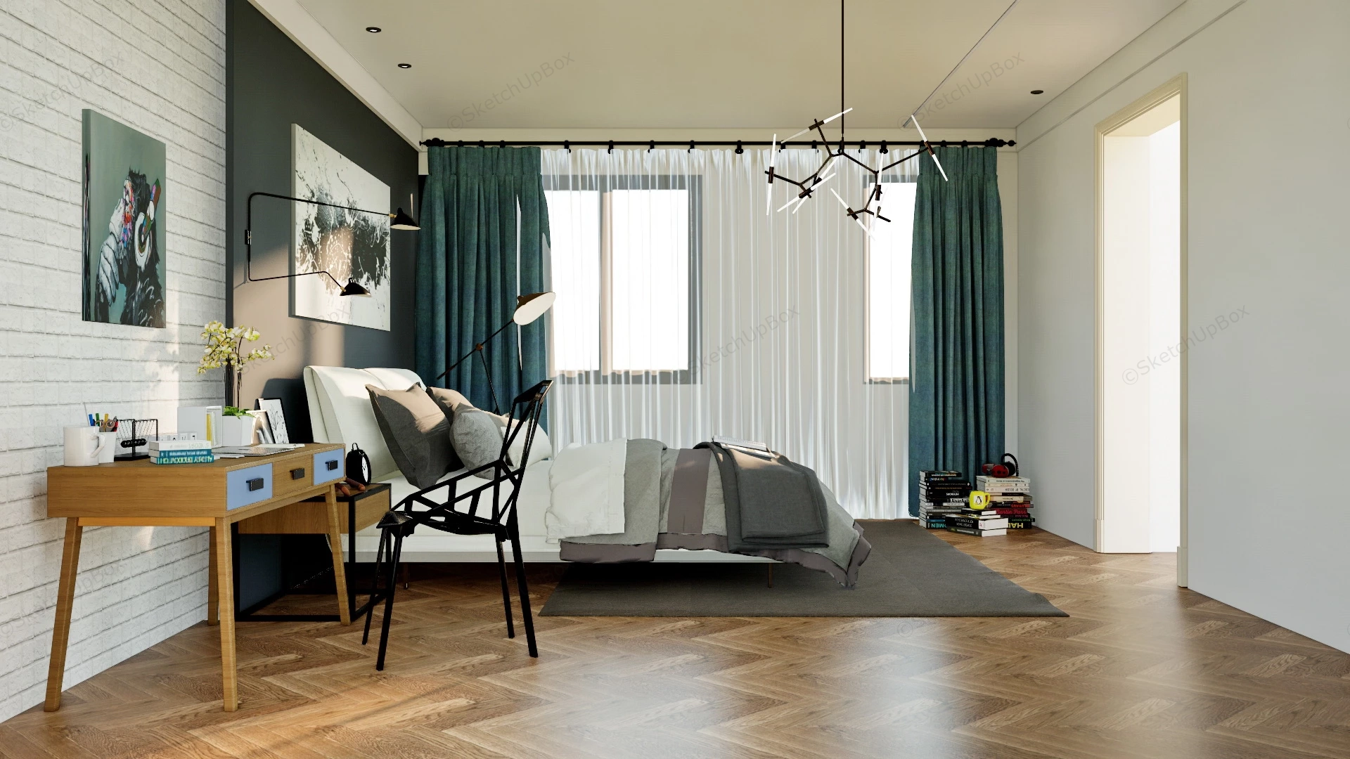 Young Man Bedroom Ideas sketchup model preview - SketchupBox