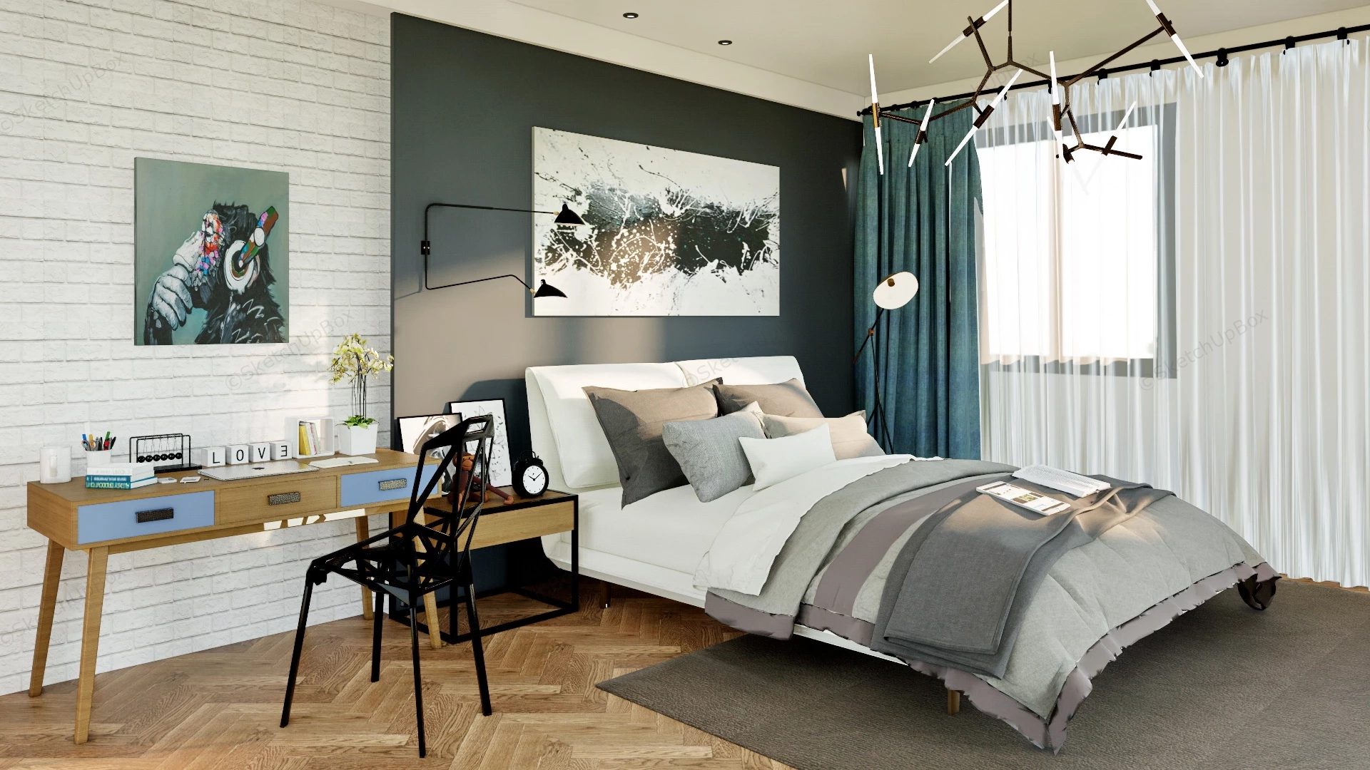 Young Man Bedroom Ideas sketchup model preview - SketchupBox