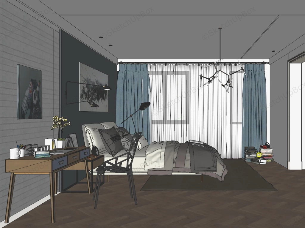 Young Man Bedroom Ideas sketchup model preview - SketchupBox