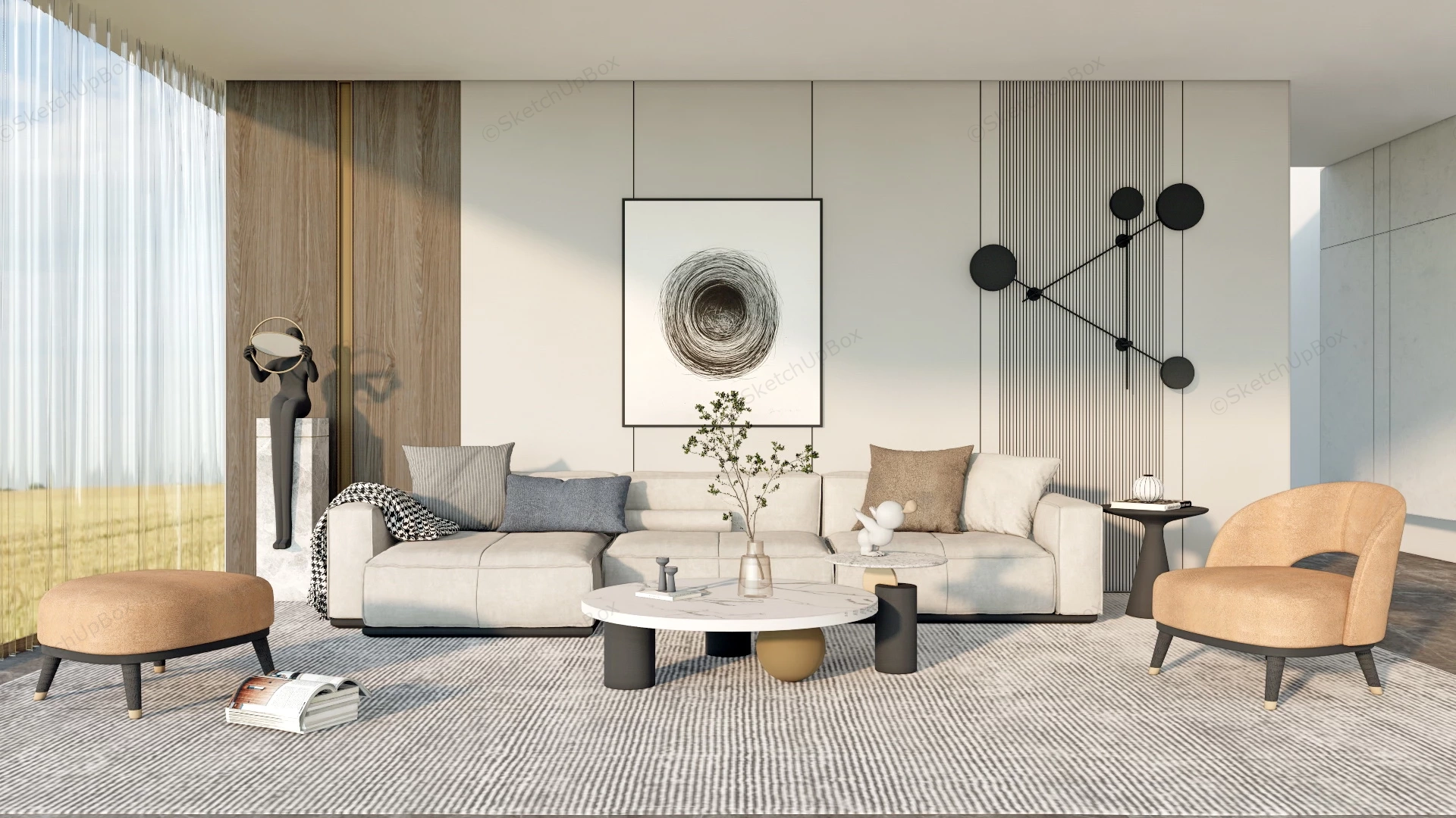 Light Grey Living Room Ideas sketchup model preview - SketchupBox