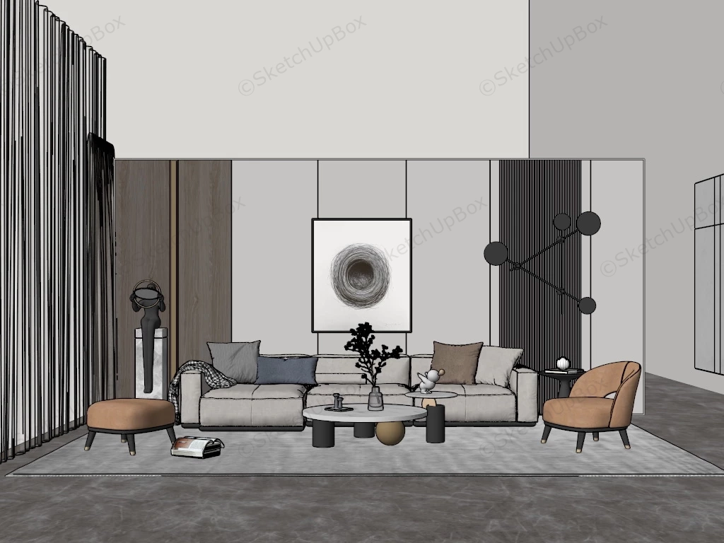 Light Grey Living Room Ideas sketchup model preview - SketchupBox