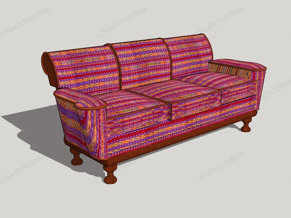 Red Fabric Traditional Sofa sketchup model preview - SketchupBox