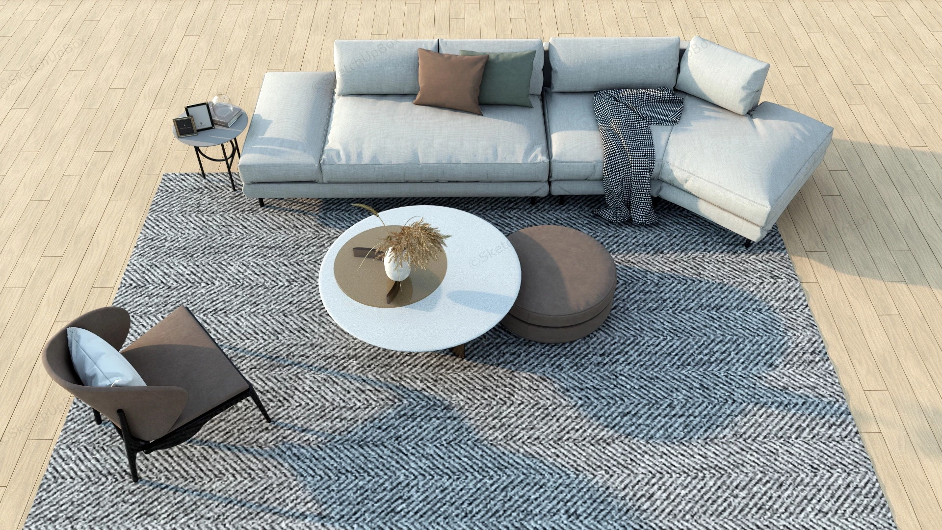 Grey Living Room Set sketchup model preview - SketchupBox