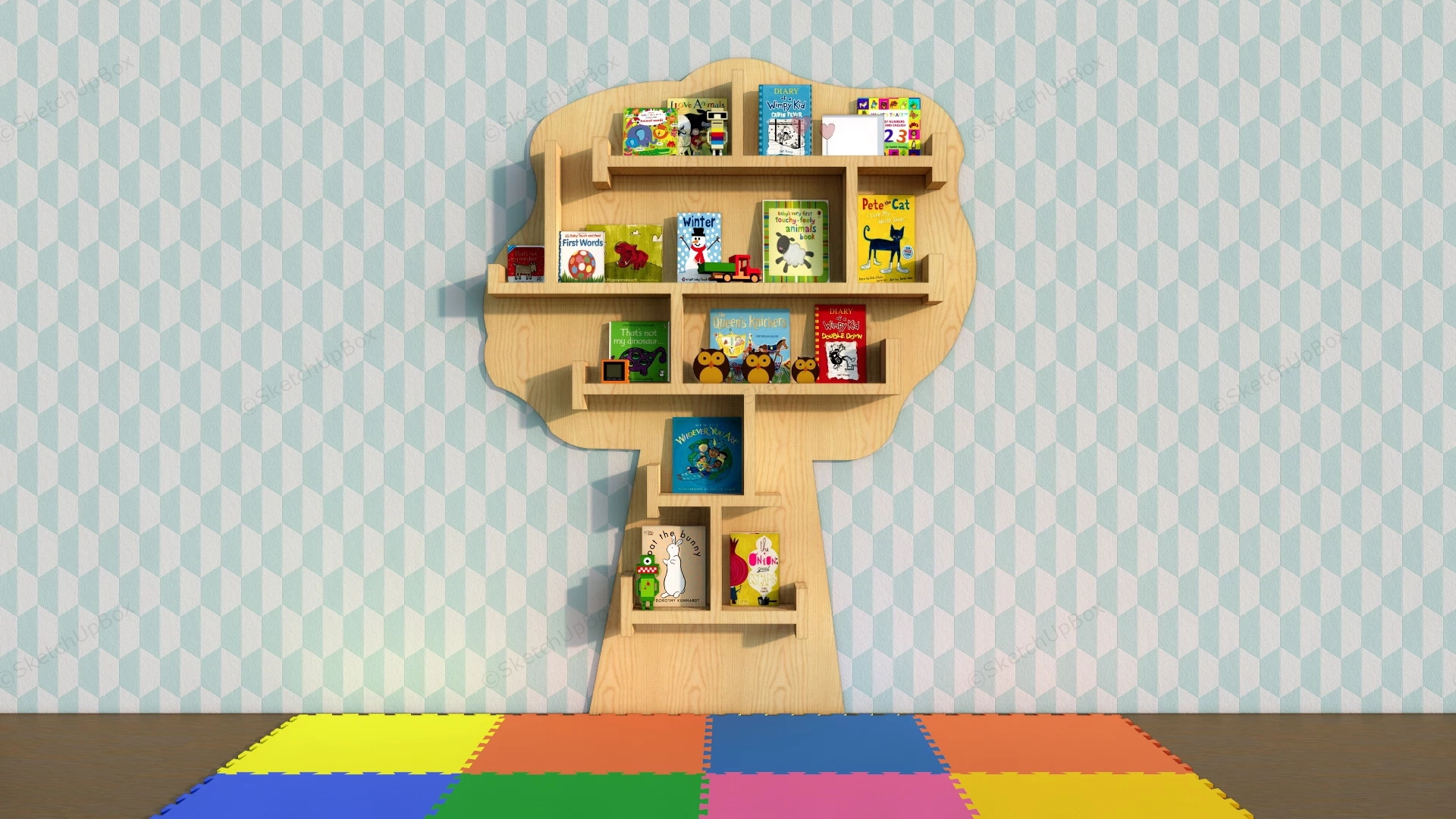 Kids Tree Bookshelf sketchup model preview - SketchupBox