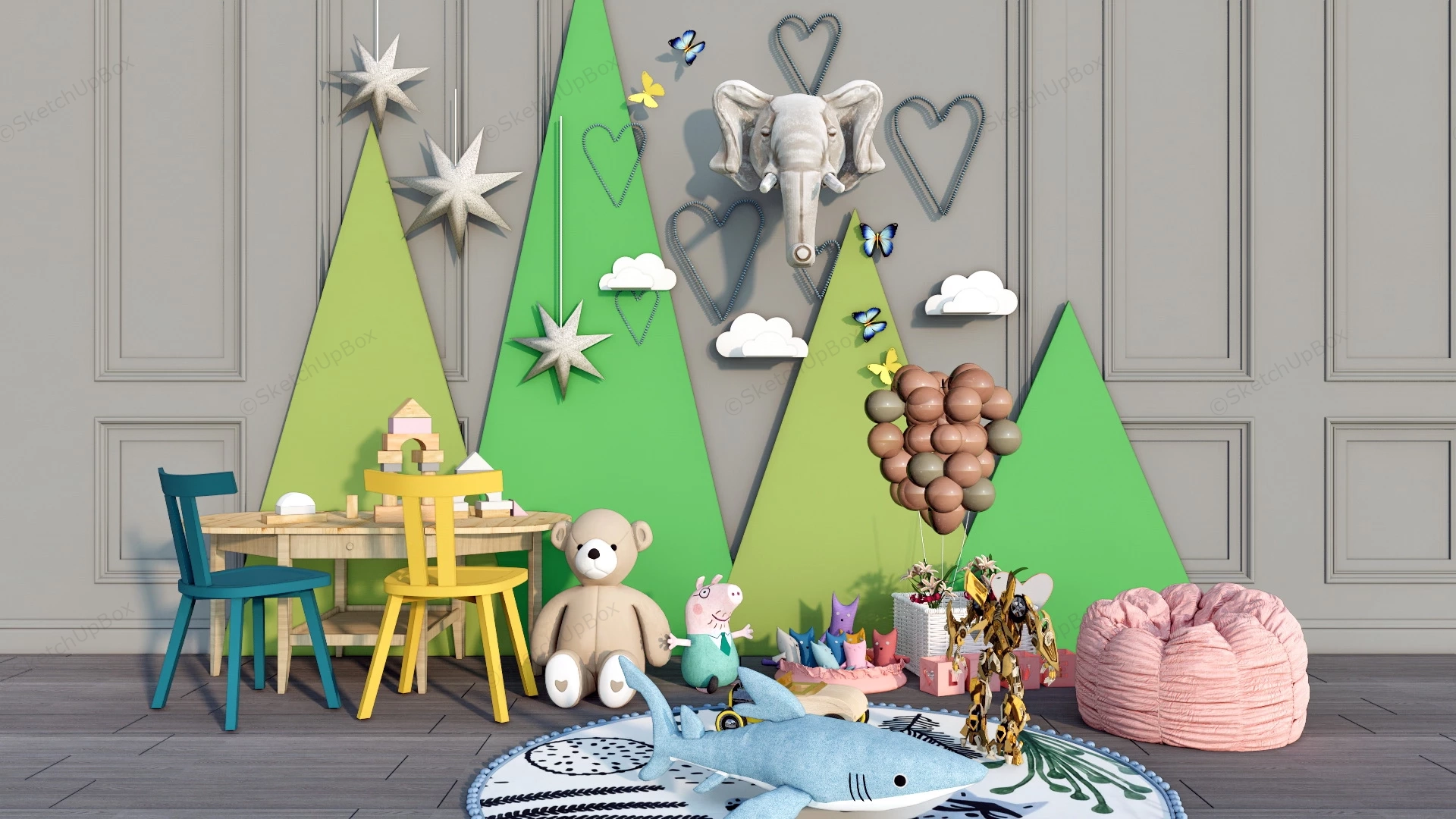 Kids Playroom Decorating Ideas sketchup model preview - SketchupBox