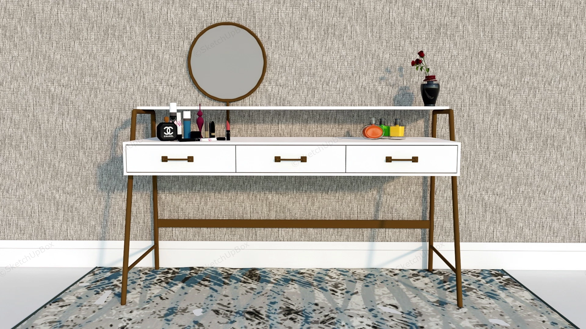 Mid Century Modern Dressing Table sketchup model preview - SketchupBox