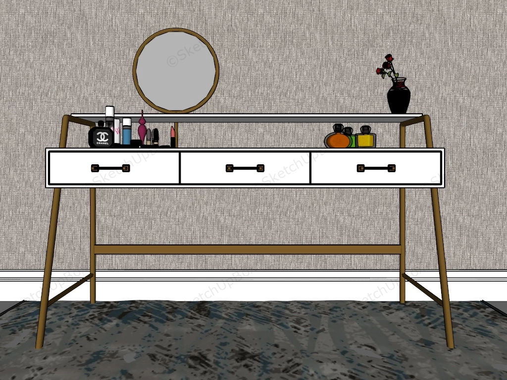 Mid Century Modern Dressing Table sketchup model preview - SketchupBox