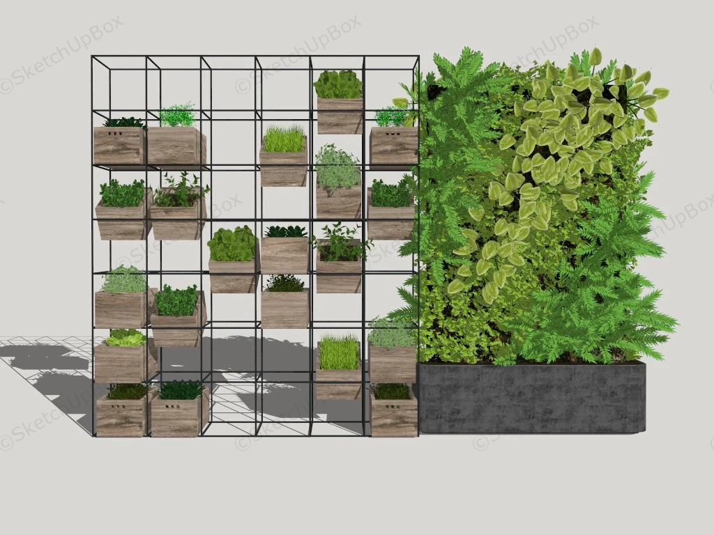Vertical Garden Green Wall & Planter Shelf sketchup model preview - SketchupBox