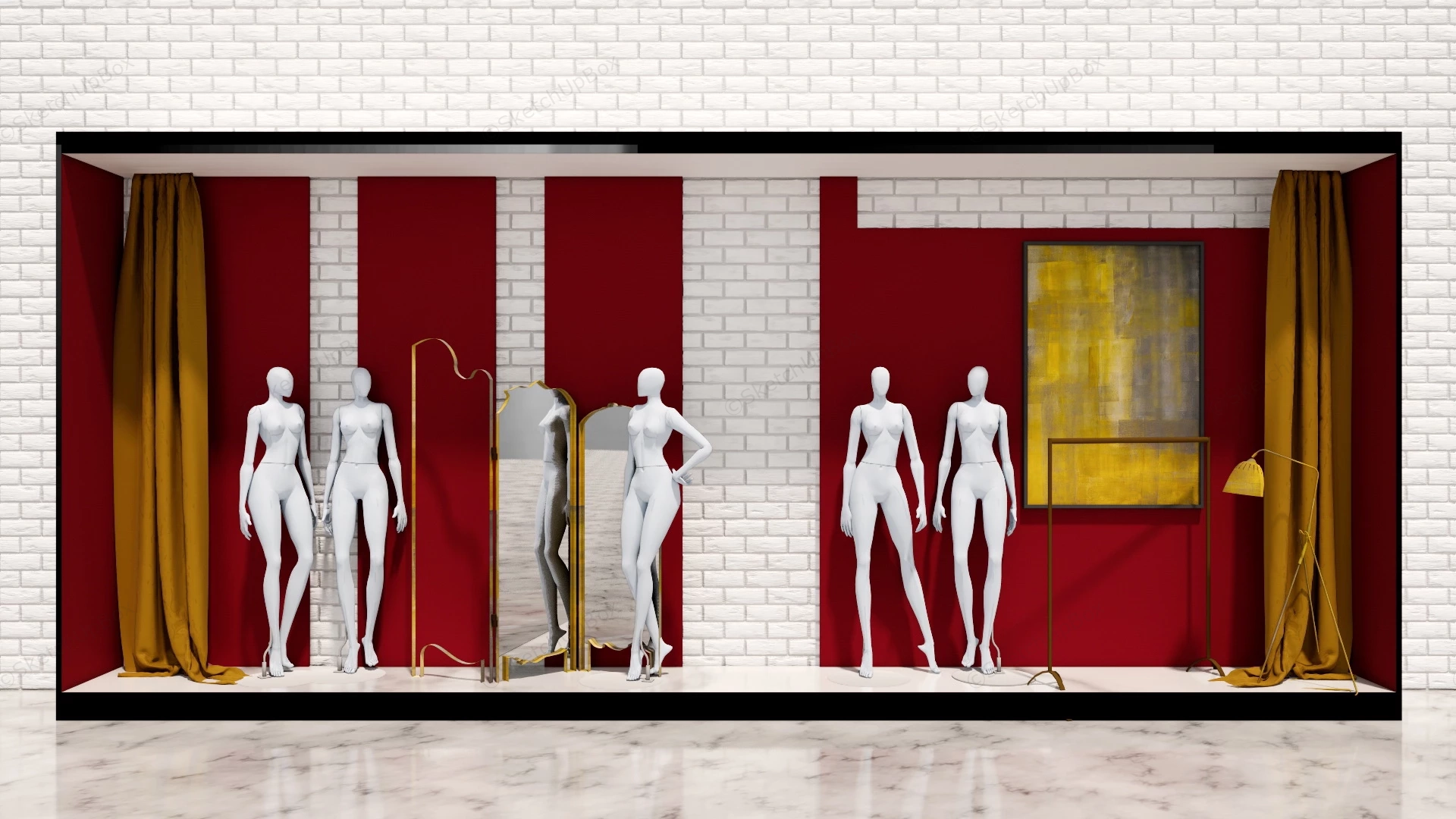 Women Clothing Store Window Design sketchup model preview - SketchupBox