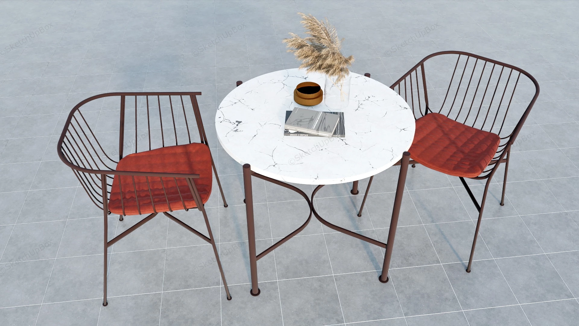 3 PC Metal Patio Set sketchup model preview - SketchupBox