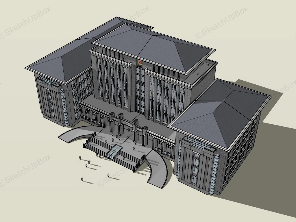 Chinese Government Office Building sketchup model preview - SketchupBox