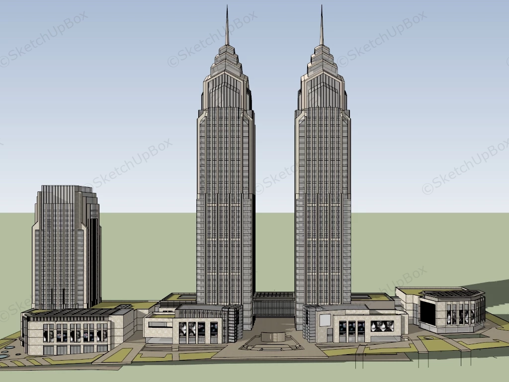 Art Deco Office Complex Buildings sketchup model preview - SketchupBox