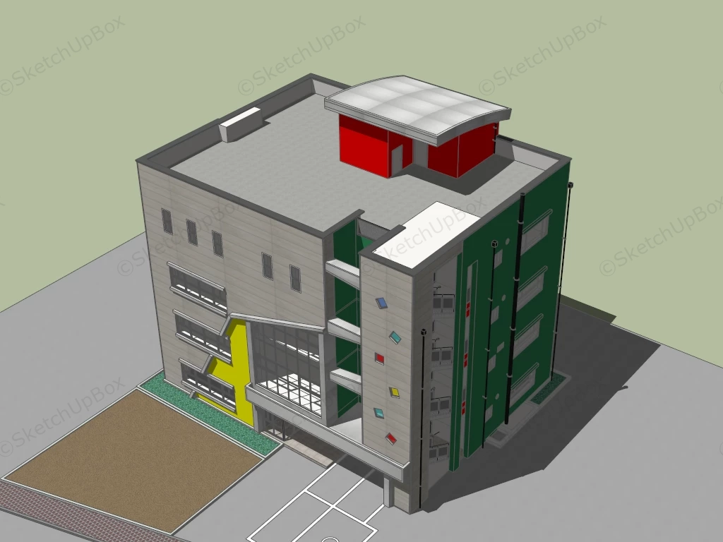 Colorful Office Building sketchup model preview - SketchupBox