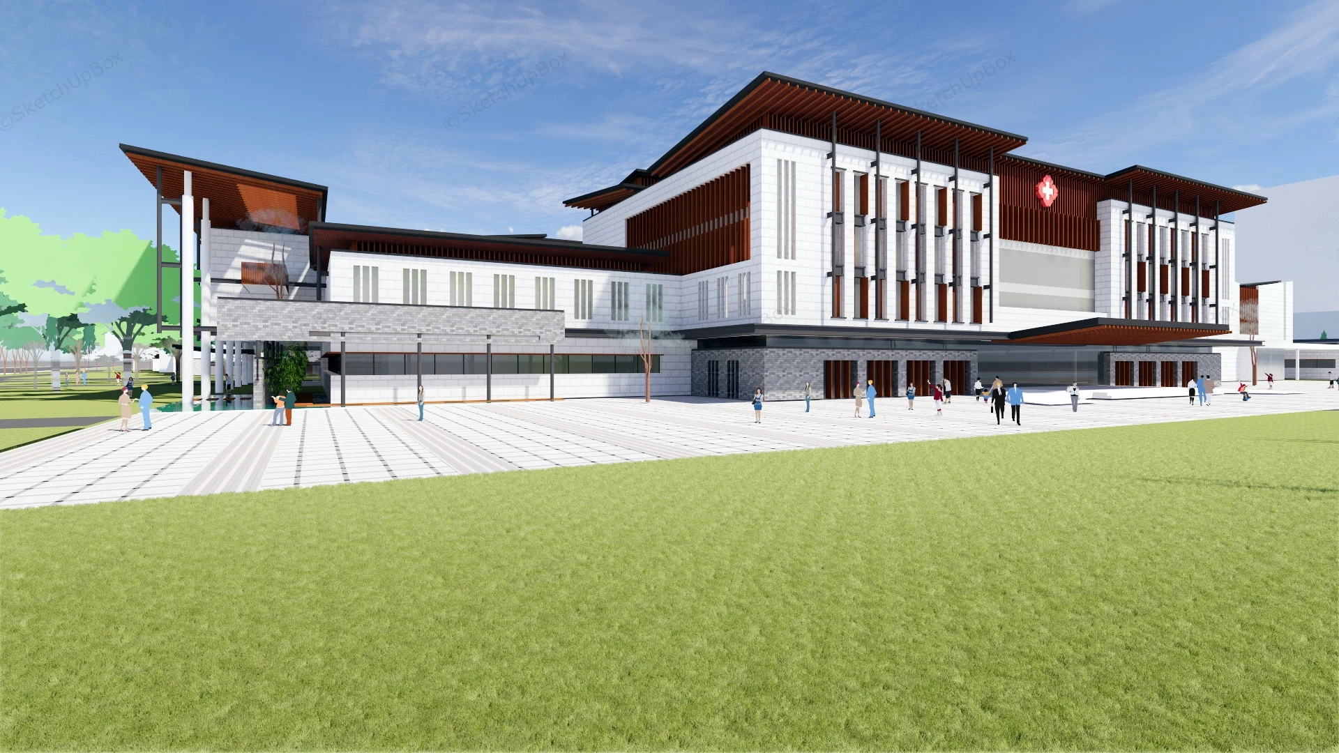 Chinese Rehabilitation Hospital Buildings sketchup model preview - SketchupBox