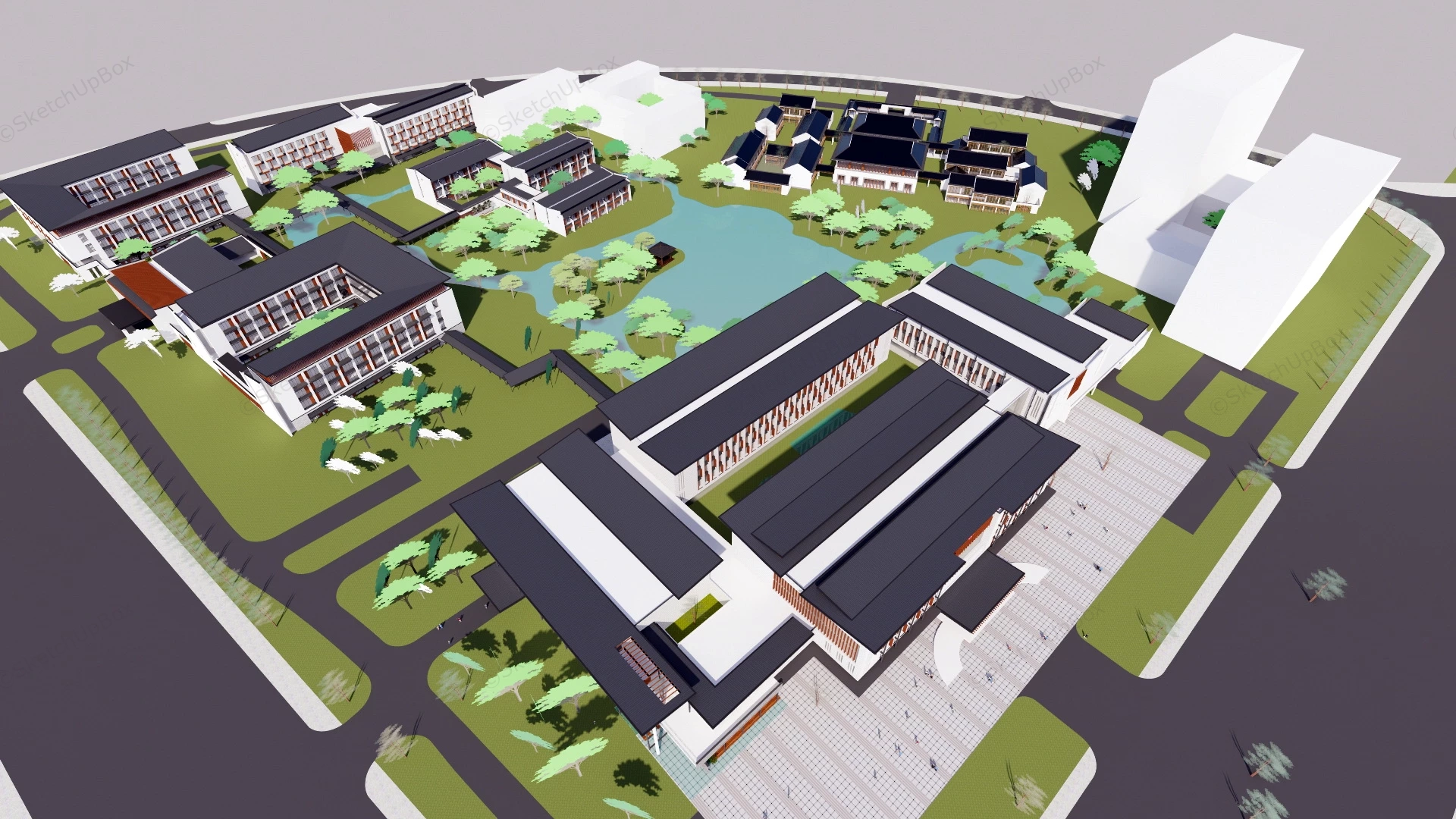 Chinese Rehabilitation Hospital Buildings sketchup model preview - SketchupBox