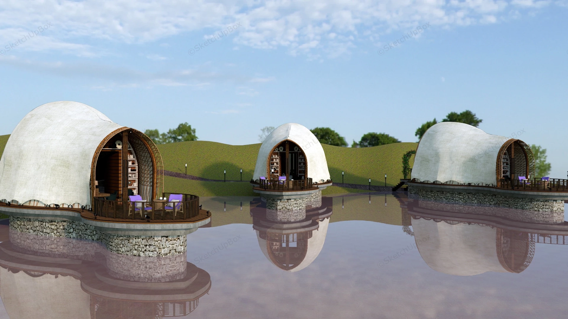 Holiday Luxury Glamping Pods sketchup model preview - SketchupBox