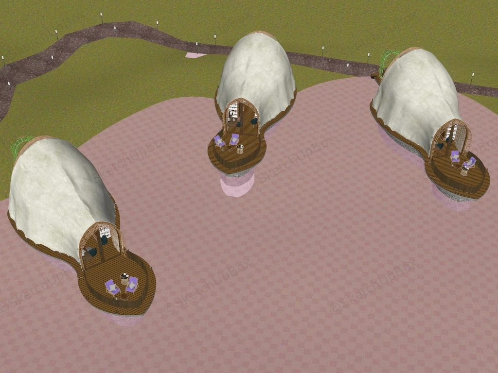 Holiday Luxury Glamping Pods sketchup model preview - SketchupBox